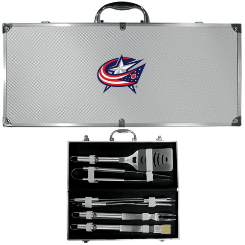 Columbus Blue Jackets® 8 pc Stainless Steel BBQ Set w/Metal Case