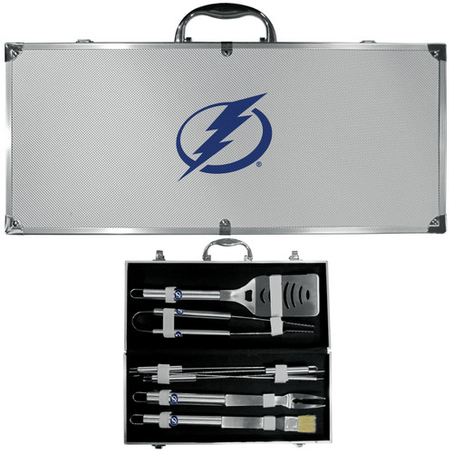 Tampa Bay Lightning® 8 pc Stainless Steel BBQ Set w/Metal Case