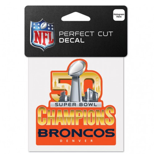 Denver Broncos Decal 4x4 Perfect Cut Color Super Bowl 50 Champion