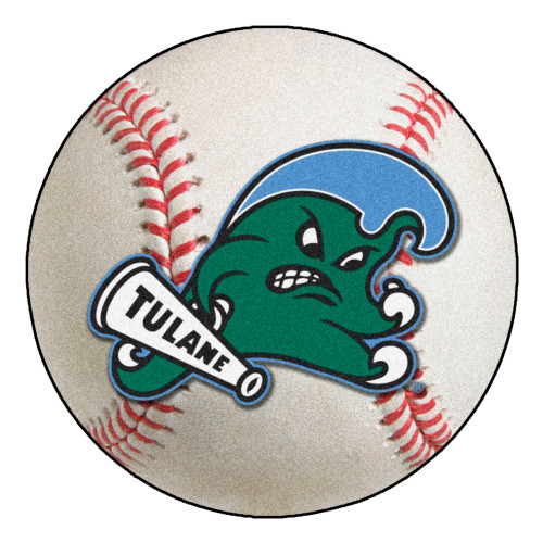 Tulane University - Tulane Green Wave Baseball Mat Green Wave Primary Logo White