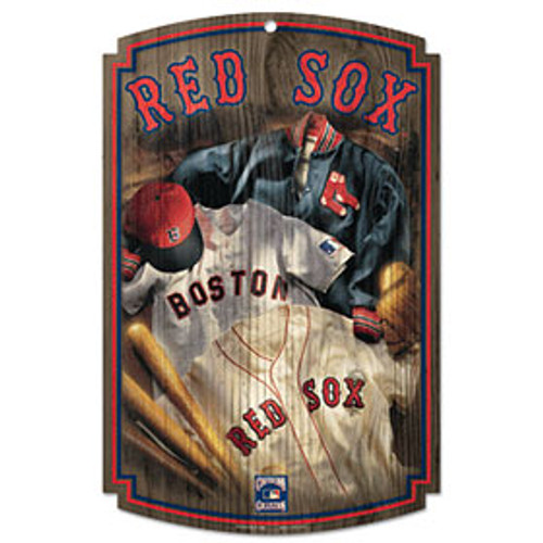 Boston Red Sox Sign 11x17 Wood Throwback Jersey Design