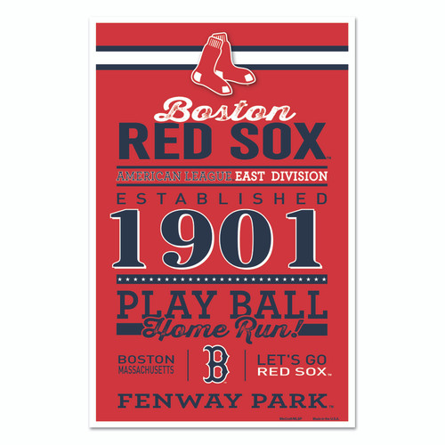 Boston Red Sox Sign 11x17 Wood Established Design
