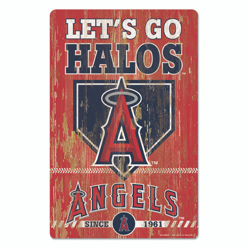 Los Angeles Angels Sign 11x17 Wood Slogan Design