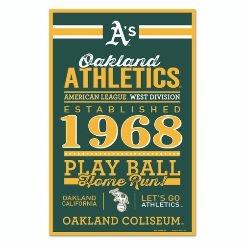 Oakland Athletics Sign 11x17 Wood Established Design