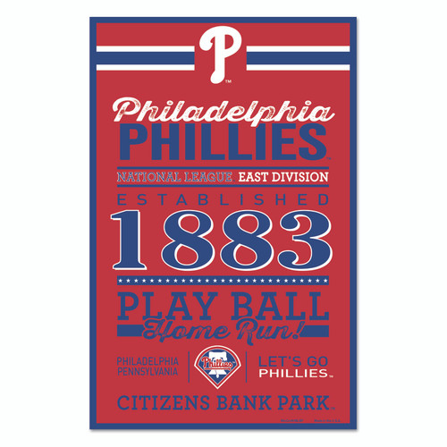 Philadelphia Phillies Sign 11x17 Wood Established Design