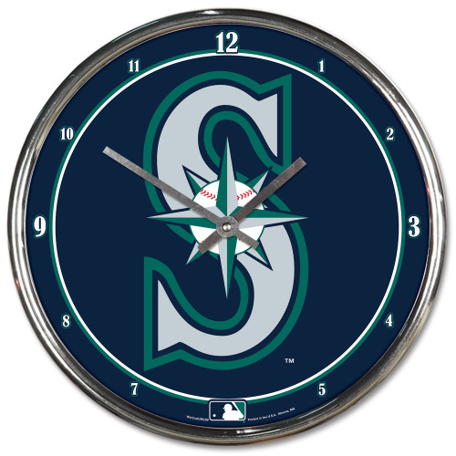 Seattle Mariners Clock Round Wall Style Chrome