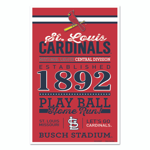 St. Louis Cardinals Sign 11x17 Wood Established Design