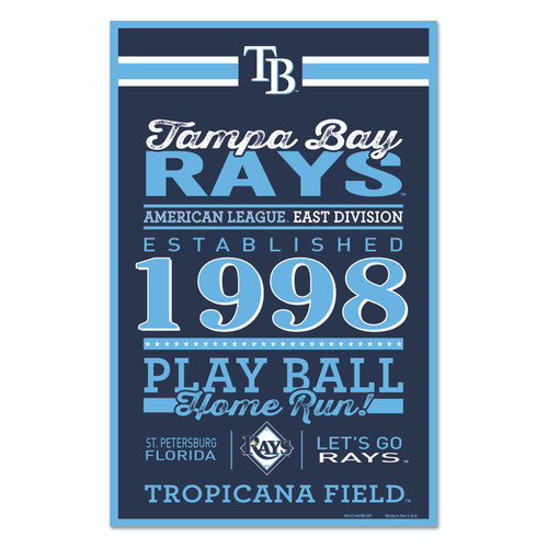 Tampa Bay Rays Sign 11x17 Wood Established Design