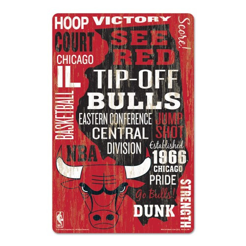 Chicago Bulls Sign 11x17 Wood Wordage Design