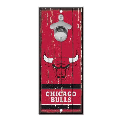 Chicago Bulls Sign Wood 5x11 Bottle Opener