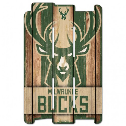 Milwaukee Bucks Sign 11x17 Wood Fence Style
