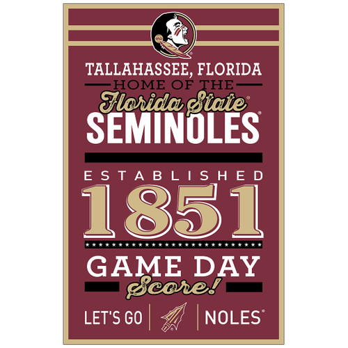 Florida State Seminoles Sign 11x17 Wood Established Design