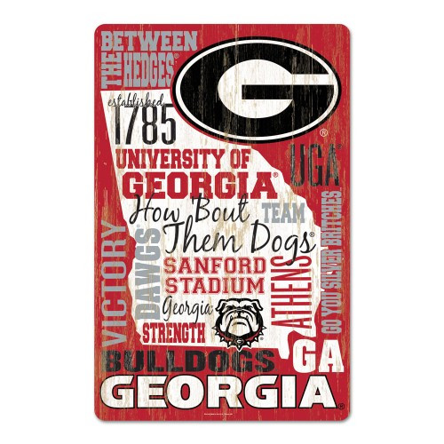 Georgia Bulldogs Sign 11x17 Wood Wordage Design