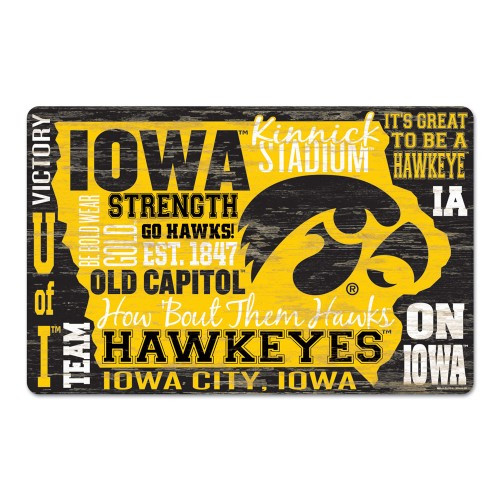 Iowa Hawkeyes Sign 11x17 Wood Wordage Design