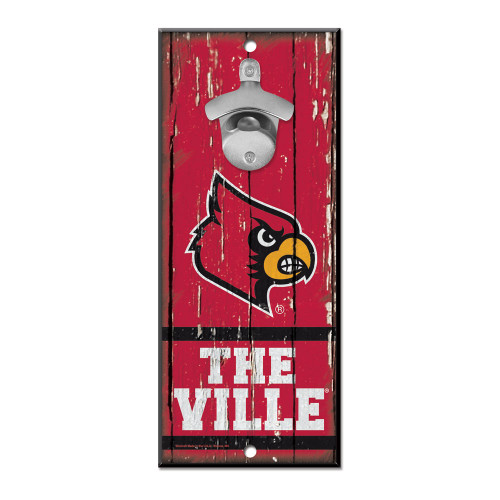 Louisville Cardinals Sign Wood 5x11 Bottle Opener