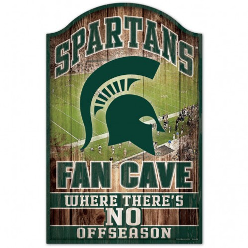 Michigan State Spartans Sign 11x17 Wood Fan Cave Design