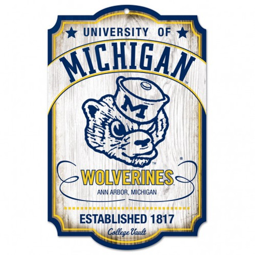 Michigan Wolverines Wood Sign - 11"x17" College Vault