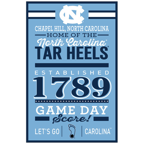 North Carolina Tar Heels Sign 11x17 Wood Established Design