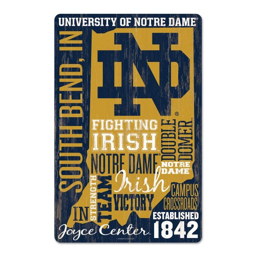 Notre Dame Fighting Irish Sign 11x17 Wood Wordage Design