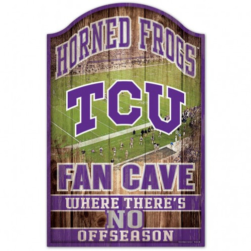 TCU Horned Frogs Sign 11x17 Wood Fan Cave Design