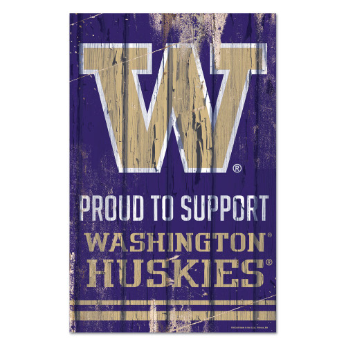 Washington Huskies Sign 11x17 Wood Proud to Support Design