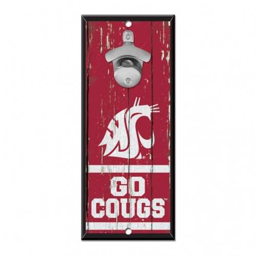 Washington State Cougars Sign Wood 5x11 Bottle Opener