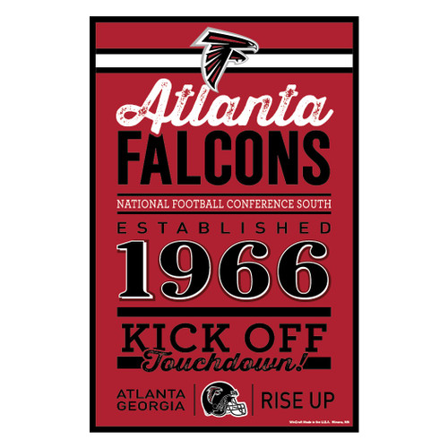 Atlanta Falcons Sign 11x17 Wood Established Design