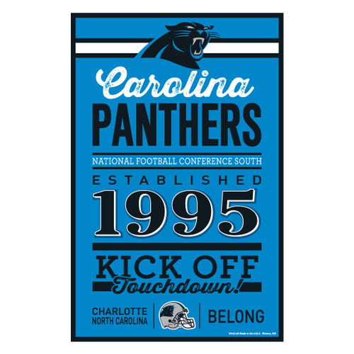 Carolina Panthers Sign 11x17 Wood Established Design