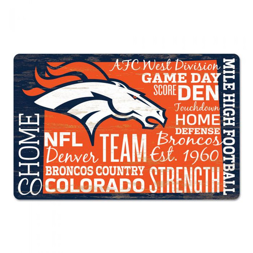 Denver Broncos Sign 11x17 Wood Established Design