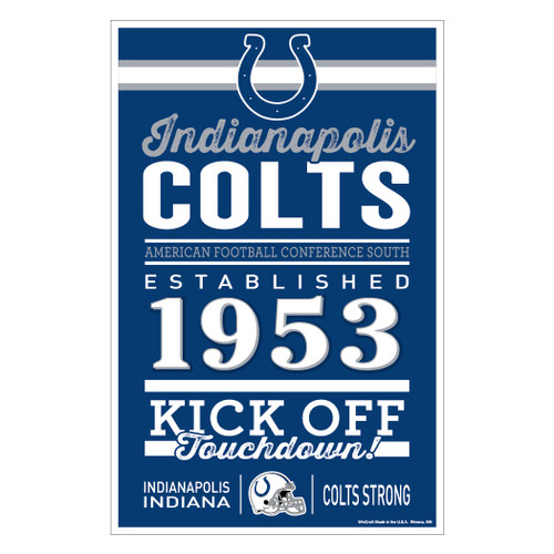 Indianapolis Colts Sign 11x17 Wood Established Design