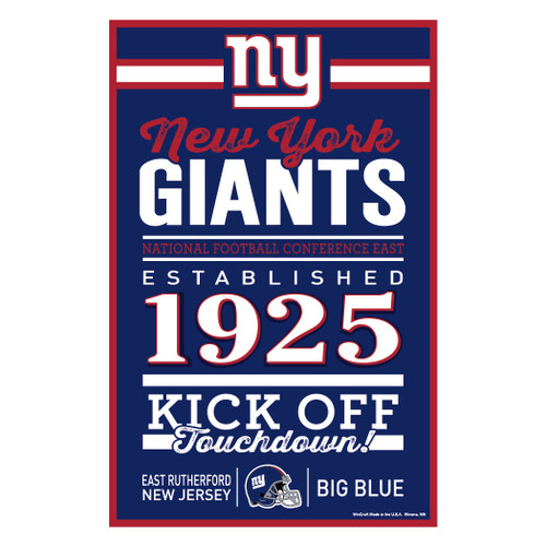 New York Giants Sign 11x17 Wood Established Design