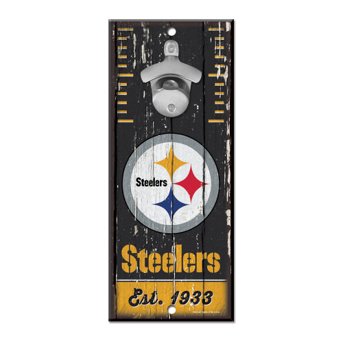 Pittsburgh Steelers Sign Wood 5x11 Bottle Opener