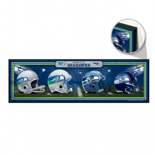 Seattle Seahawks Sign 9x30 Wood Helmets Design