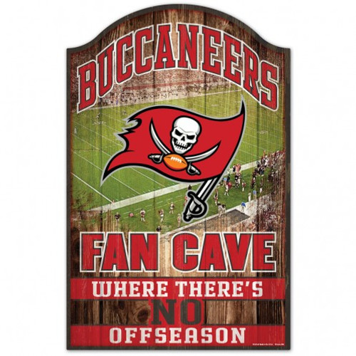 Tampa Bay Buccaneers Sign 11x17 Wood Fan Cave Design