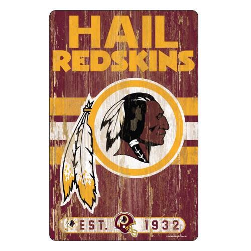 Washington Redskins Sign 11x17 Wood Slogan Design