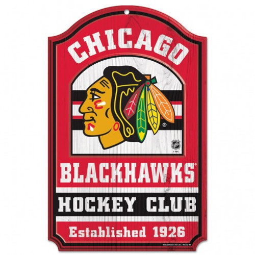 Chicago Blackhawks Wood Sign - 11"x17" Hockey Club