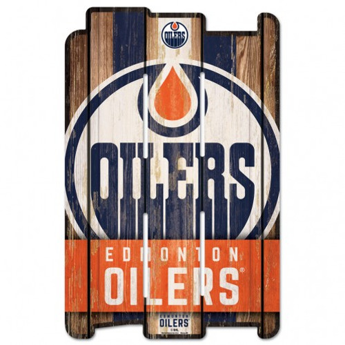 Edmonton Oilers Sign 11x17 Wood Fence Style