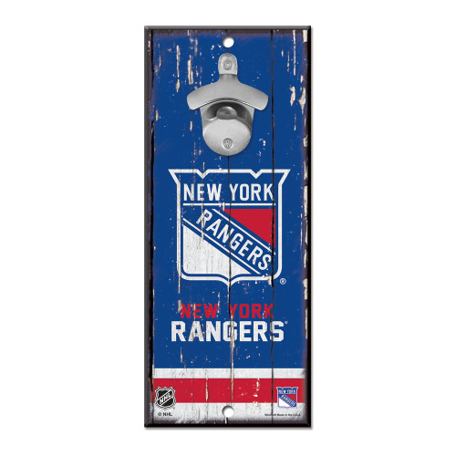 New York Rangers Sign Wood 5x11 Bottle Opener