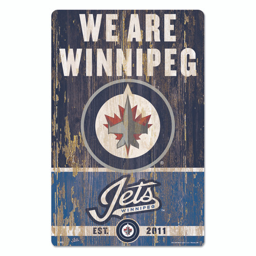 Winnipeg Jets Sign 11x17 Wood Slogan Design
