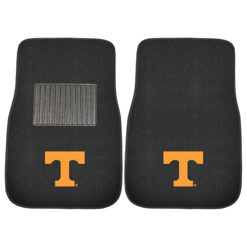 University of Tennessee - Tennessee Volunteers 2-pc Embroidered Car Mat Set Power T Primary Logo Black