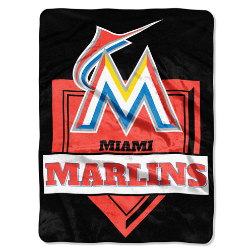 Miami Marlins Blanket 60x80 Raschel Home Plate Design