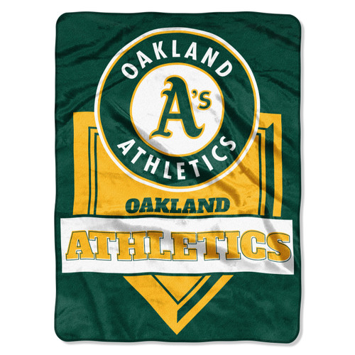 Oakland Athletics Blanket 60x80 Raschel Home Plate Design