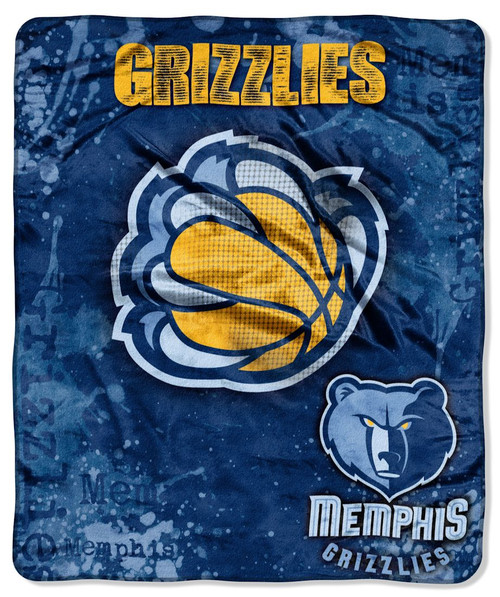 Memphis Grizzlies Blanket 50x60 Raschel Drop Down Design