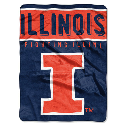 Illinois Fighting Illini Blanket 60x80 Raschel Basic Design