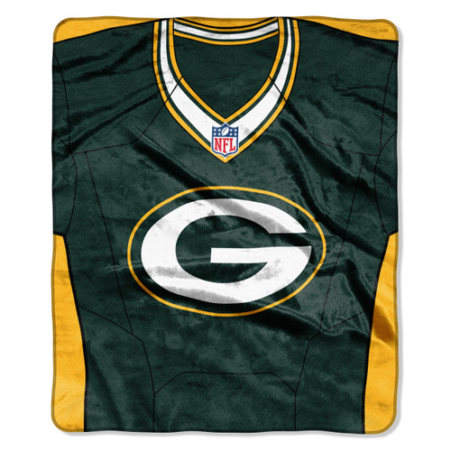 Green Bay Packers Blanket 50x60 Raschel Jersey Design