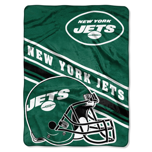 New York Jets Blanket 60x80 Raschel Slant Design