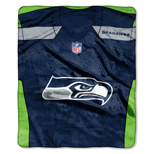 Seattle Seahawks Blanket 50x60 Raschel Jersey Design