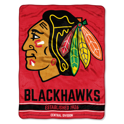 Chicago Blackhawks Blanket 46x60 Micro Raschel Breakaway Design Rolled