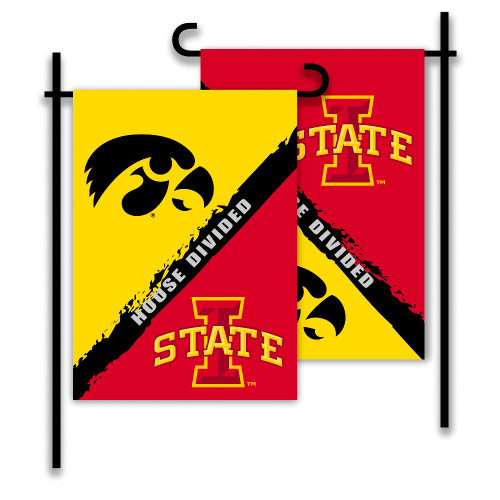 Iowa - Iowa State 2-Sided Garden Flag - Rivalry House Divided