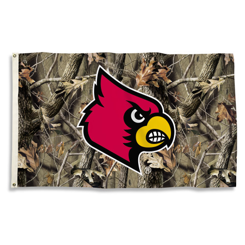 Louisville Cardinals 3 Ft. X 5 Ft. Flag W/Grommets - Realtree Camo Background